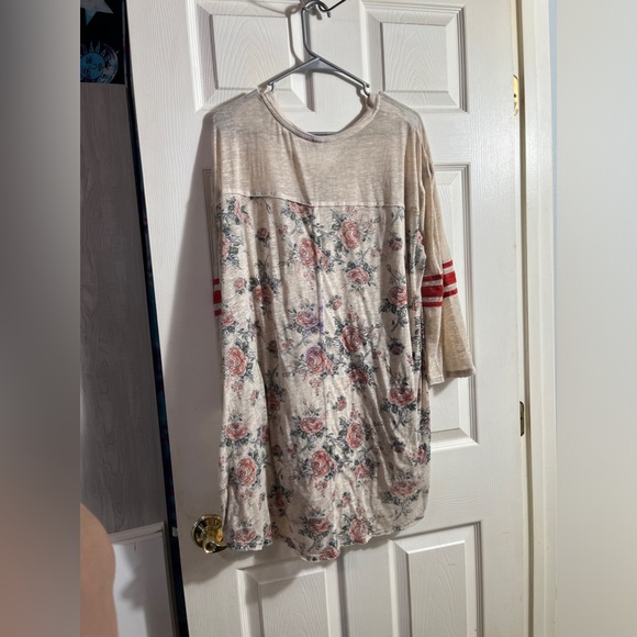 Plus size size 2x 3x floral slub baseball jersey long tunic top READ - Picture 7 of 9